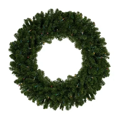 Northlight Canadian Pine Artificial 36 Inch Multi Lights Pre-lit Wreath In Green