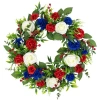 Northlight Carnation And Rose Artificial Americana Wreath In Red