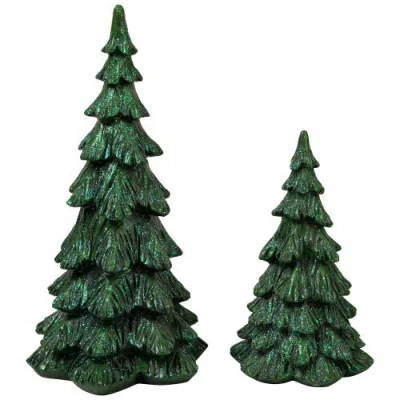 Northlight Carved Glittery Trees Christmas Decorations In Green