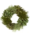 Northlight Cedar Succulent & Day Grass Artificial Wreath In Green