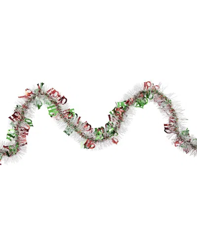Northlight Christmas Ho Ho Ho 50ft Wrapped Tinsel Garland In White