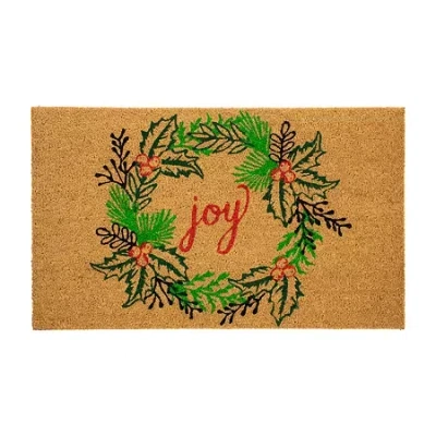 Northlight Coir Joy Wreath Indoor Rectangular Doormat In Multi