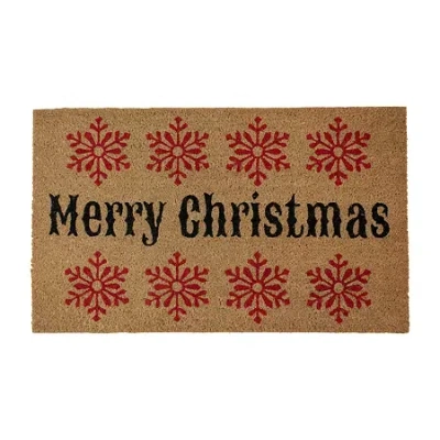 Northlight Coir Merry Snowflake Indoor Rectangular Doormat In Multi