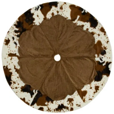 Northlight Corduroy Christmas Tree Skirt With Faux Fur Trim In Brown