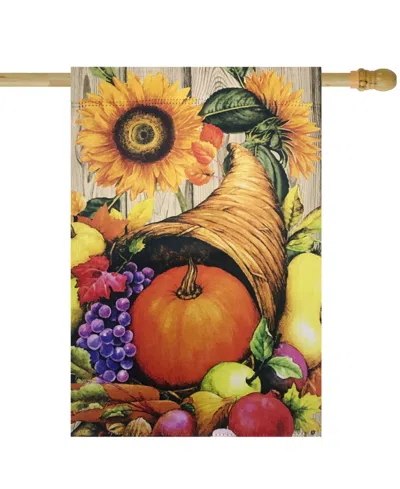Northlight Cornucopia And Flowers Autumn Harvest Outdoor House Flag 28" X 40" In Orange