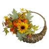 Northlight Cornucopia And Sunflower With Pumpkins Artificial Thanksgiving Wreath In Brown