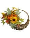Northlight Cornucopia & Sunflower With Pumpkins Artificial Wreath In Orange