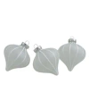 Northlight Count Clear And Matte Frosted Glitter Stripes Glass Christmas Onion Drop Ornaments In Clear