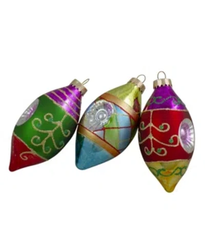 Northlight Count With Retro Reflectors Glass Finial Christmas Ornament Set In Multi