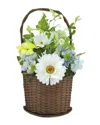 Northlight Darice 14.5in Mixed Flower Artificial Arrangement With Basket In Blue