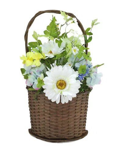 Northlight Darice 14.5in Mixed Flower Artificial Arrangement With Basket In Blue