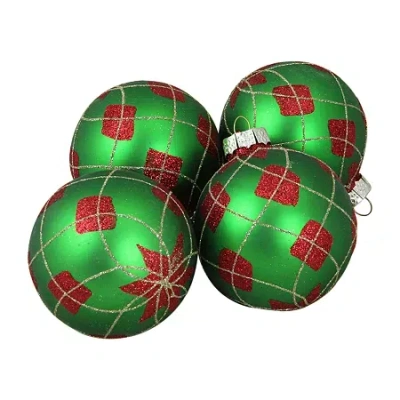 Northlight Diamond Pattern Ball 4-pc. Christmas Ornament In Green
