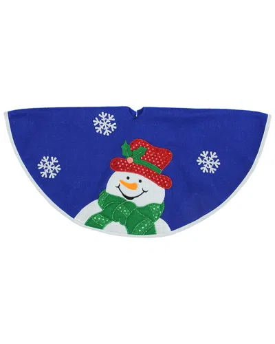 Northlight Discontinued  20in Blue & White Mini Christmas Tree Skirt With Embroidered & Embellished S