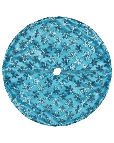 NORTHLIGHT DISCONTINUED NORTHLIGHT 20IN DECORATIVE BLUE SEQUIN SNOWFLAKE PATTERN MINI CHRISTMAS TREE SKIRT