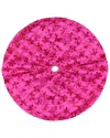 Northlight Discontinued  20in Decorative Pink Sequin Snowflake Pattern Mini Christmas Tree Skirt