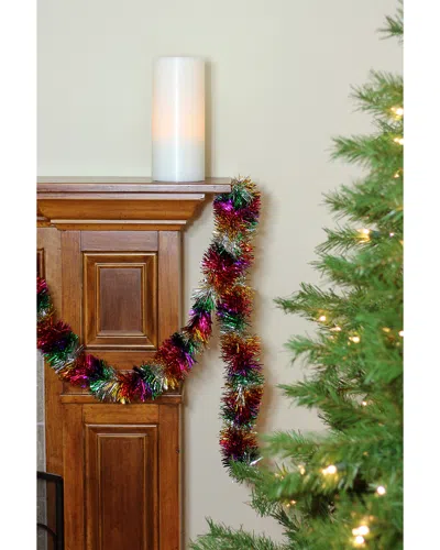 NORTHLIGHT DISCONTINUED NORTHLIGHT FESTIVE SHINY RAINBOW COLORED CHRISTMAS FOIL TINSEL GARLAND