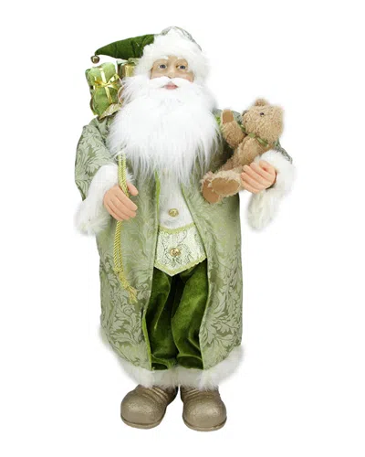 Northlight Discontinued  St. Patrick's Irish Standing Santa Claus Christmas Figure With Teddy Bear In Green