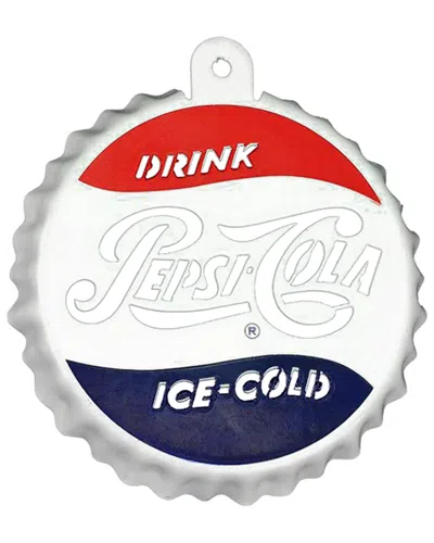 NORTHLIGHT DISCONTINUED NORTHLIGHT WHITE AND BLUE PEPSI-COLA BOTTLE CAP LOGO CUT-OUT CHRISTMAS ORNAMENT