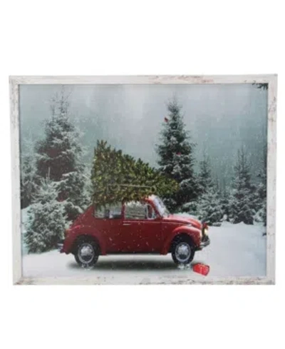 Northlight Distressed Frame Vintage-like Vw Car Led Lighted Christmas Canvas In Black
