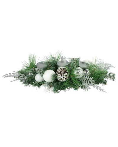 Northlight Dnu Unprofitable  30in Green Pine & Needle Triple Candle Holder