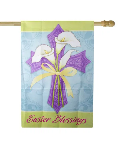 Northlight Easter Blessings Cross & Lilies Outdoor House Flag In Green