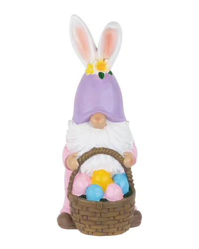 Northlight Easter Bunny Gnome With Egg Basket Figurine In Pink