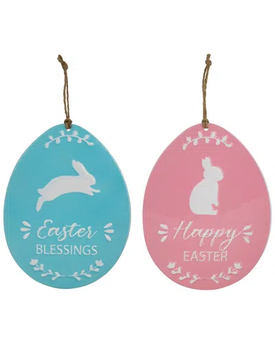 Northlight Easter Egg Metal Wall Signs In Pink