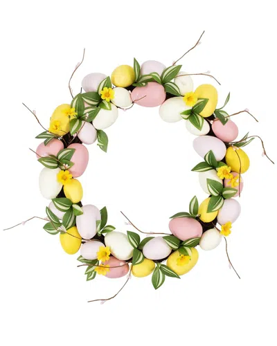 Northlight Easter Eggs & Flower Buds Artificial Wreath In Green