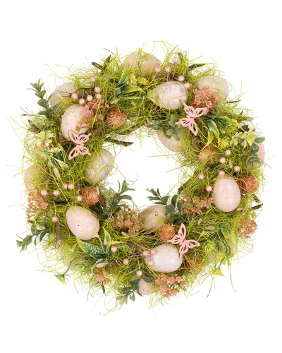 Northlight Easter Eggs With Butterflies Artificial Spring Wreath In Pink