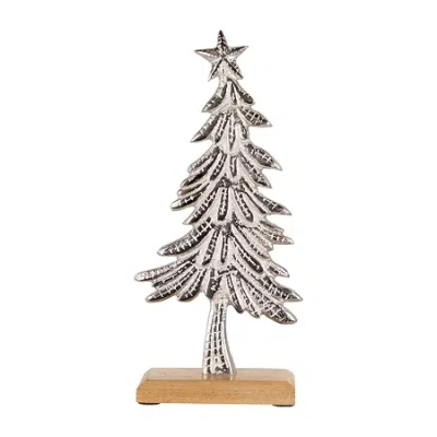 Northlight Embossed Swaying Metal Christmas Tabletop Tree In Silver