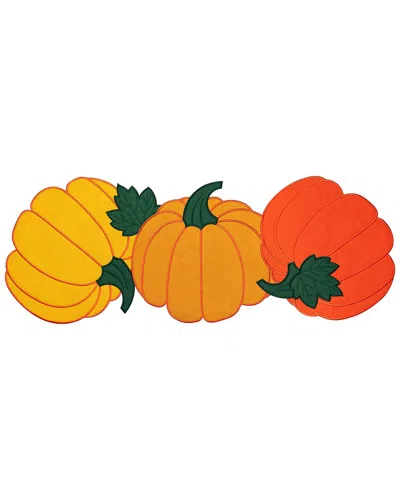 Northlight Embroidered Pumpkin Trio Fall Harvest Table Runner In Multi