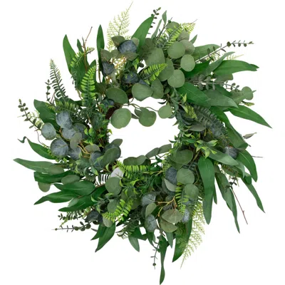 Northlight Eucalyptus And Fern Mixed Foliage Artificial Spring Wreath