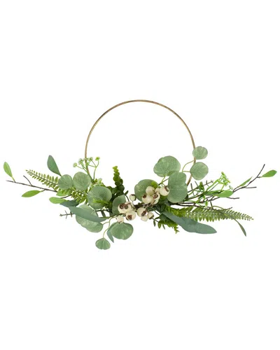 Northlight Eucalyptus Leaf & Fern Ring Wreath In Green