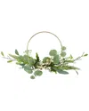 Northlight Eucalyptus Leaf & Fern Ring Wreath In Green