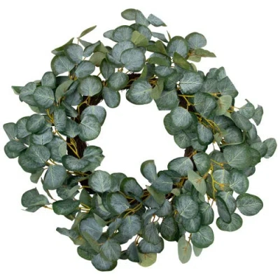 Northlight Eucalyptus Leaves Artificial Botanical Spring Wreath In Green