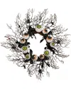 Northlight Eyeballs & Spiders 24in Halloween Twig Wreath In Black