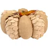Northlight Fall Harvest Burlap And Pine Cone Pumpkin Decoration In Brown