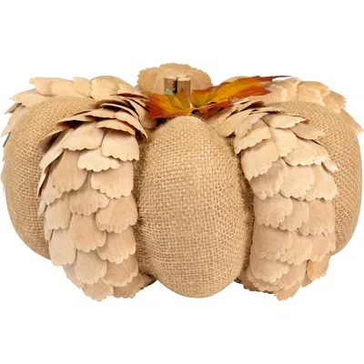 Northlight Fall Harvest Burlap And Pine Cone Pumpkin Decoration In Brown