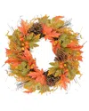 Northlight Fall Leaves And Pumpkins Artificial Thanksgiving Wreath  24-in Unlit In Green