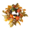 Northlight Fallen Leaves With Pine Cones And Pumpkins Artificial Thanksgiving Wreath  Orange 24-inch In Multi