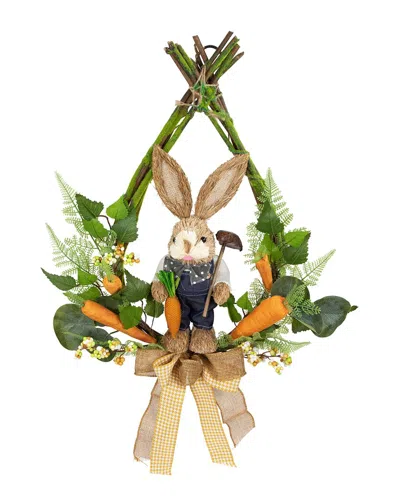 Northlight Farmer Bunny Teardrop Easter Wreath In Green