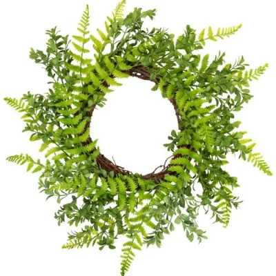 Northlight Fern Leaf Artificial Springtime Wreath In Green