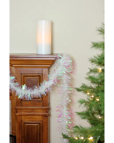 NORTHLIGHT NORTHLIGHT FESTIVE WHITE IRIDESCENT THICK CUT CHRISTMAS TINSEL GARLAND