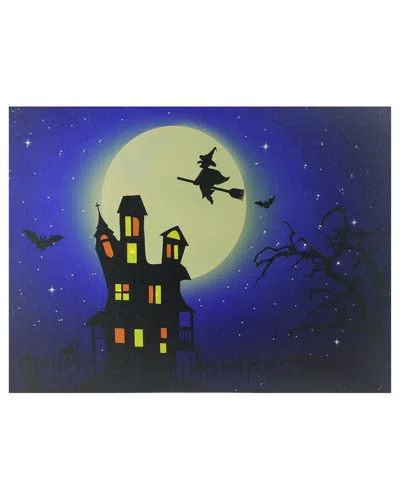 Northlight Fiber Optic & Led Lighted Witch In The Moon Halloween Wall Decor In Blue