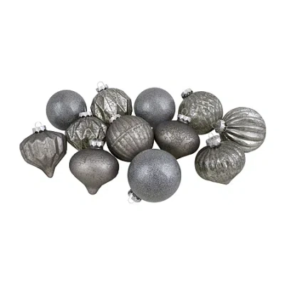 Northlight Finial And Glass Ball 12-pc. Christmas Ornament In Gray
