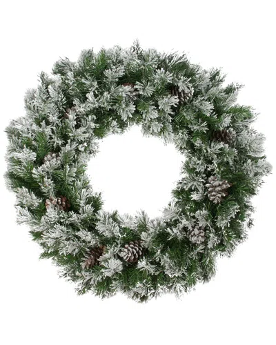 Northlight Flocked Angel Pine With Pine Cones Artificial Christmas Wreath In Green