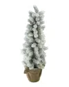 Northlight Flocked Mini Pine Christmas Tree With Berries In Burlap Covered Vase