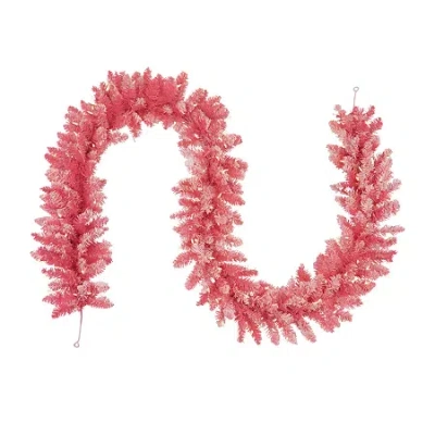 Northlight Flocked Pink With Clear Lights Pre-lit Christmas Indoor Garland