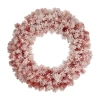 Northlight Flocked Red Artificial 36 Inch Clear Lights Pre-lit Wreath In Red