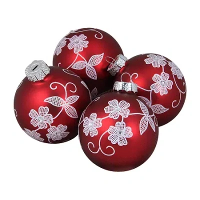 Northlight Floral Ball 4-pc. Christmas Ornament In Red